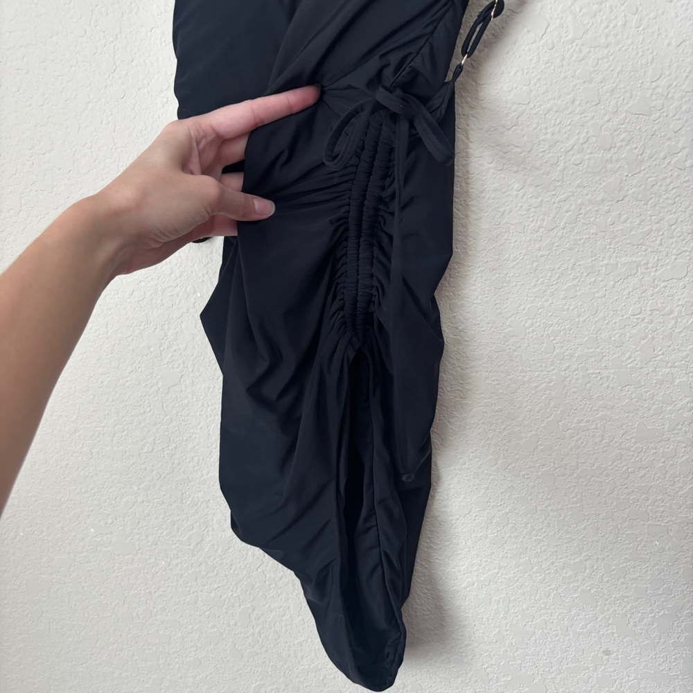 Malai Harper Side Tie Ruched Black One Piece Swimsuit - Picture 5 of 10